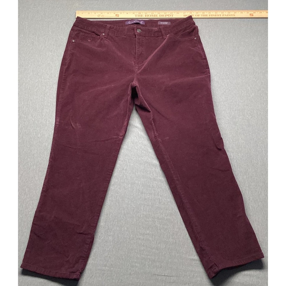 Gloria Vanderbilt Amanda Size 16W Short Corduroy Burgundy